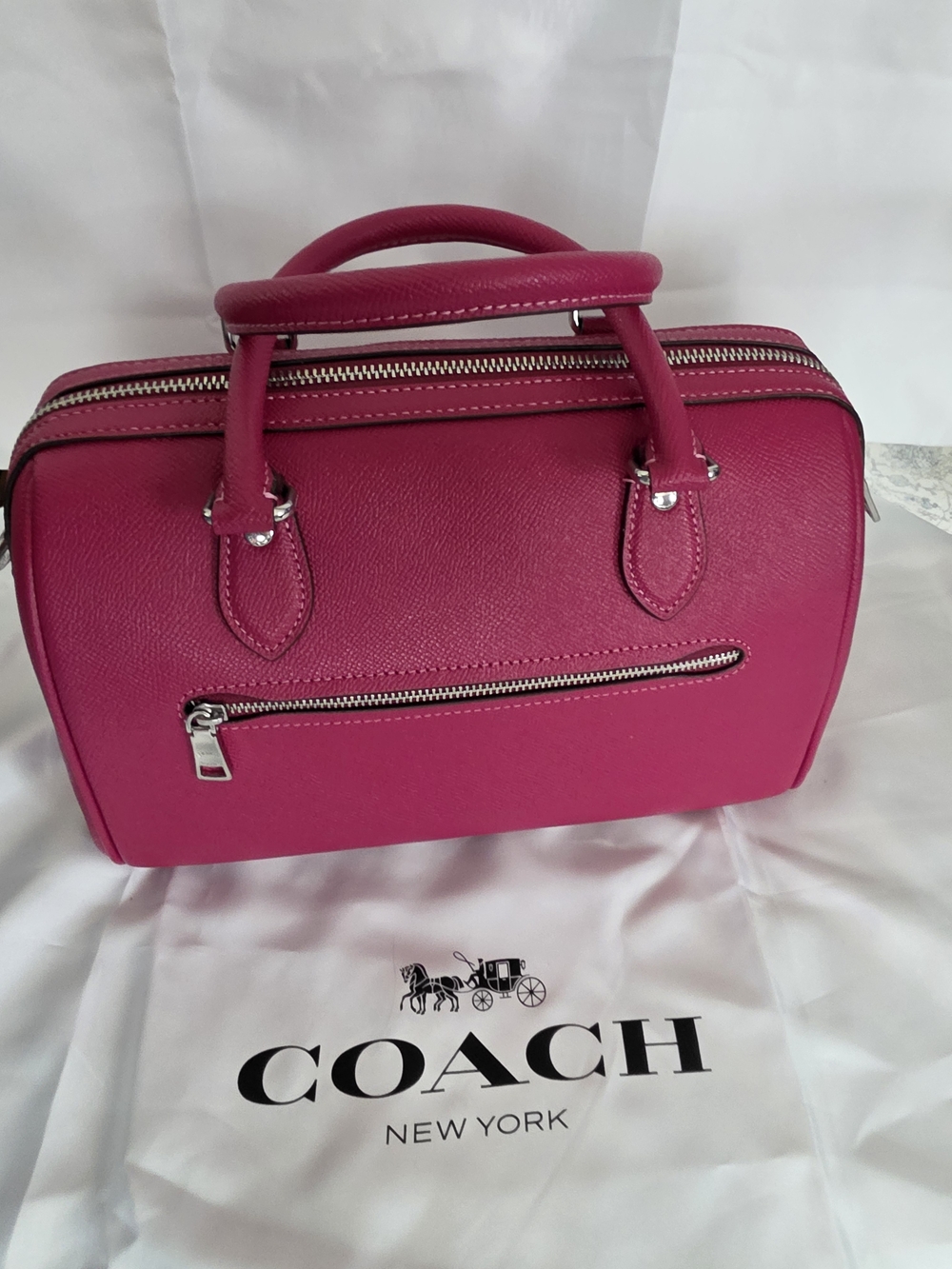 Coach Crossgrain Leather Rowan Satchel in Raspberry Pink - Picture 3 of 7